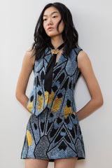 Flight in blue skirt